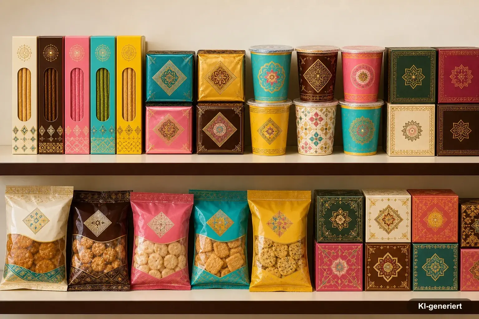 Original verpackte internationale Süßigkeiten aus den USA, Asien und dem arabischen Raum im Regal einer Süßwarenwelt-Filiale